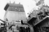 Stocznia Gdaska, niedatowane. „Solidarno popiera Gastnost” - napis na remontowanym statku radzieckim